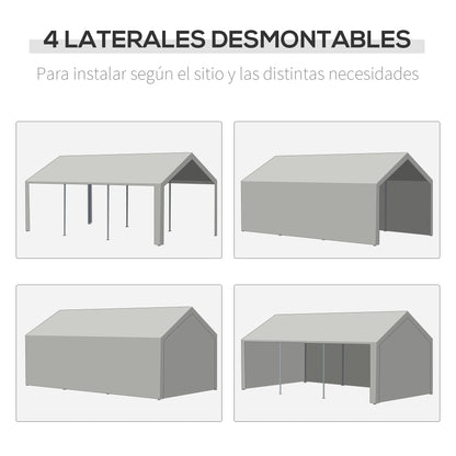 Outsunny Carpa Para Fiestas 6x3m Con 2 Paredes Extraíbles 6 Ventanas Cremalleras_5