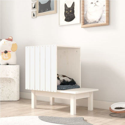 Casa Para Gatos De Madera Maciza De Pino Blanco 60x36x60 Cm_1
