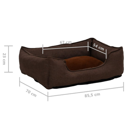 Cama De Perro De Felpa Apariencia De Lino Marrón 85,5x70x23 Cm / Vetonek_1