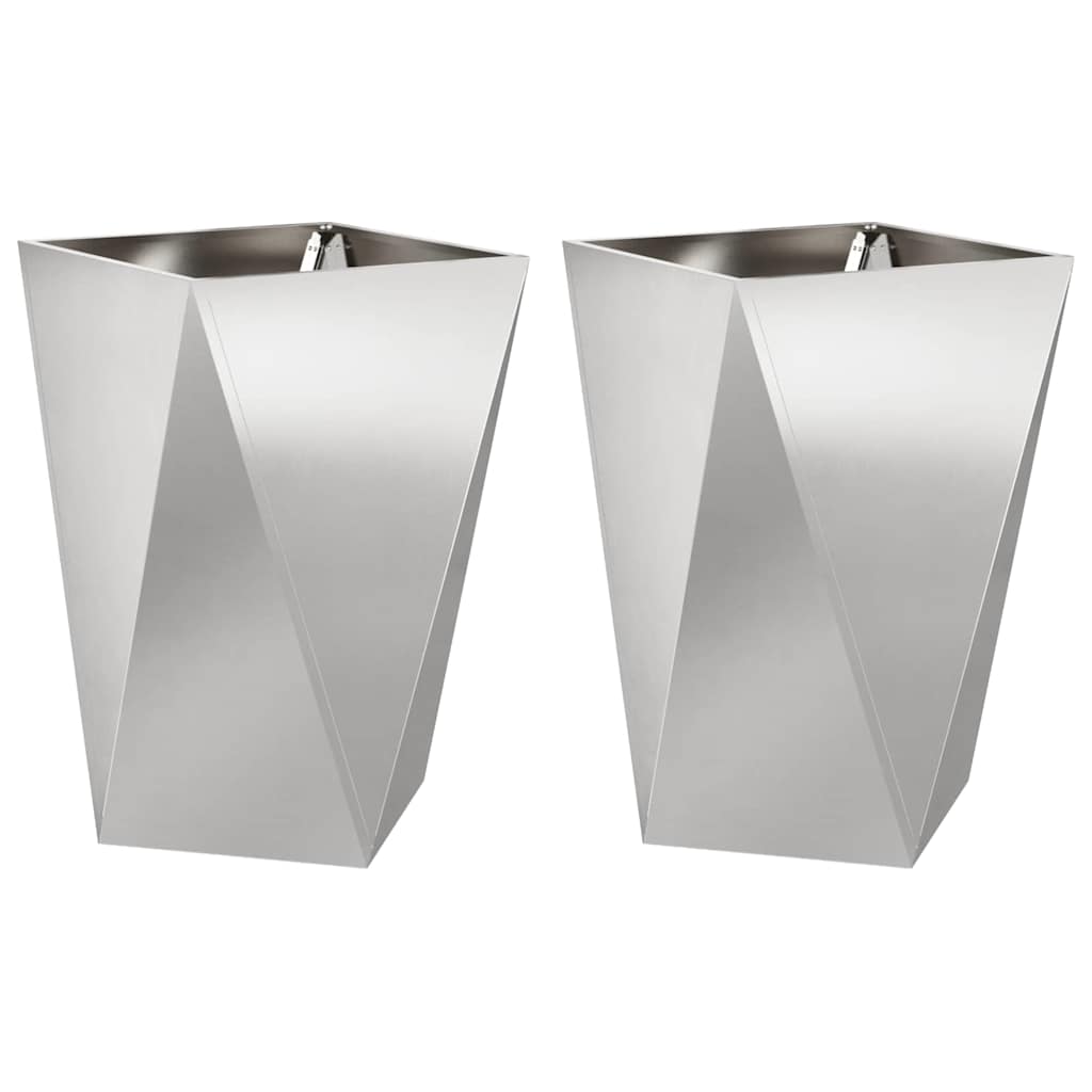 Jardinera 2 Uds. Plateado 50 X 50 X 75 Cm Acero Inoxidable_0