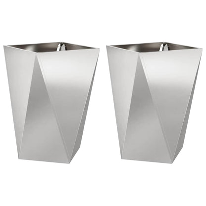 Jardinera 2 Uds. Plateado 50 X 50 X 75 Cm Acero Inoxidable_0