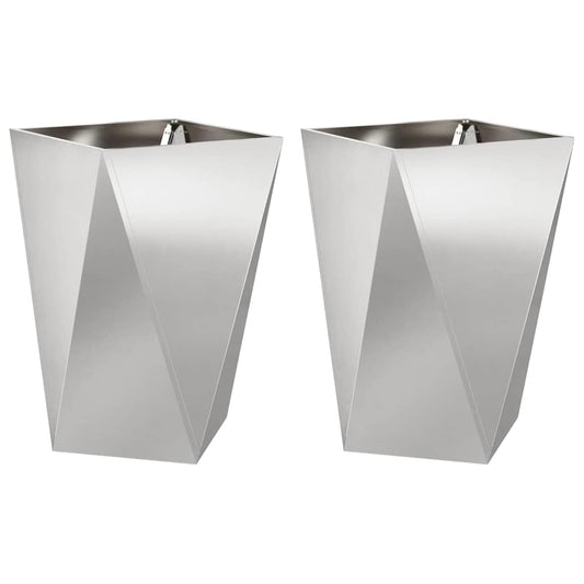 Jardinera 2 Pcs Plateado 50 X 50 X 75 Cm Acero Inoxidable_0