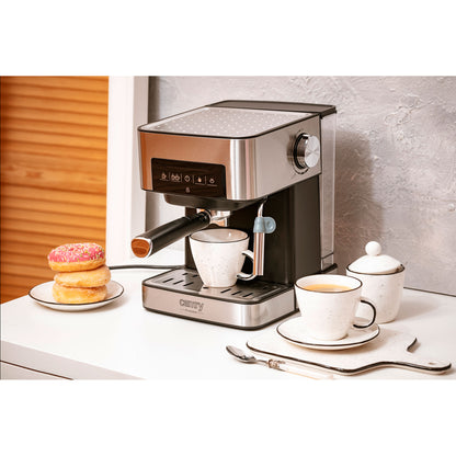 Cafetera Espresso Automática 15 Bares 1,6l, Brazo Doble Salida, Espumador Leche, Calienta Tazas Camry Cr4410 Negro/plata_1
