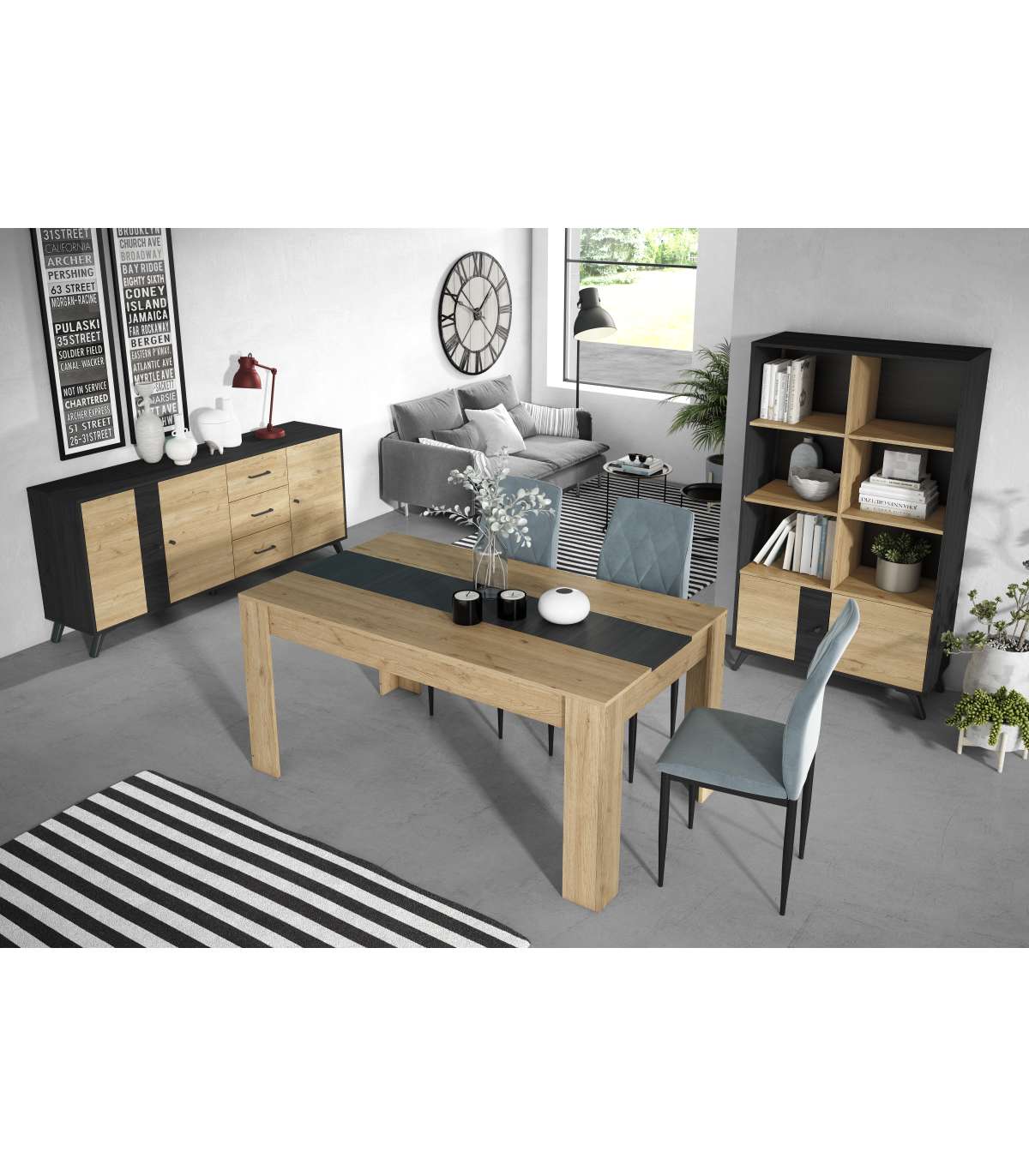 Mesa Comedor Rectangular Natur Acabado Natural/bocamina, 76cm(alto) 140cm(ancho) 90cm(larg_3