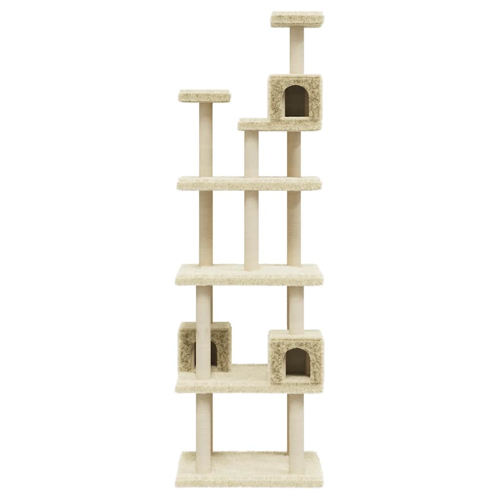 Rascador Para Gatos Con Postes De Sisal Crema 188 Cm_3
