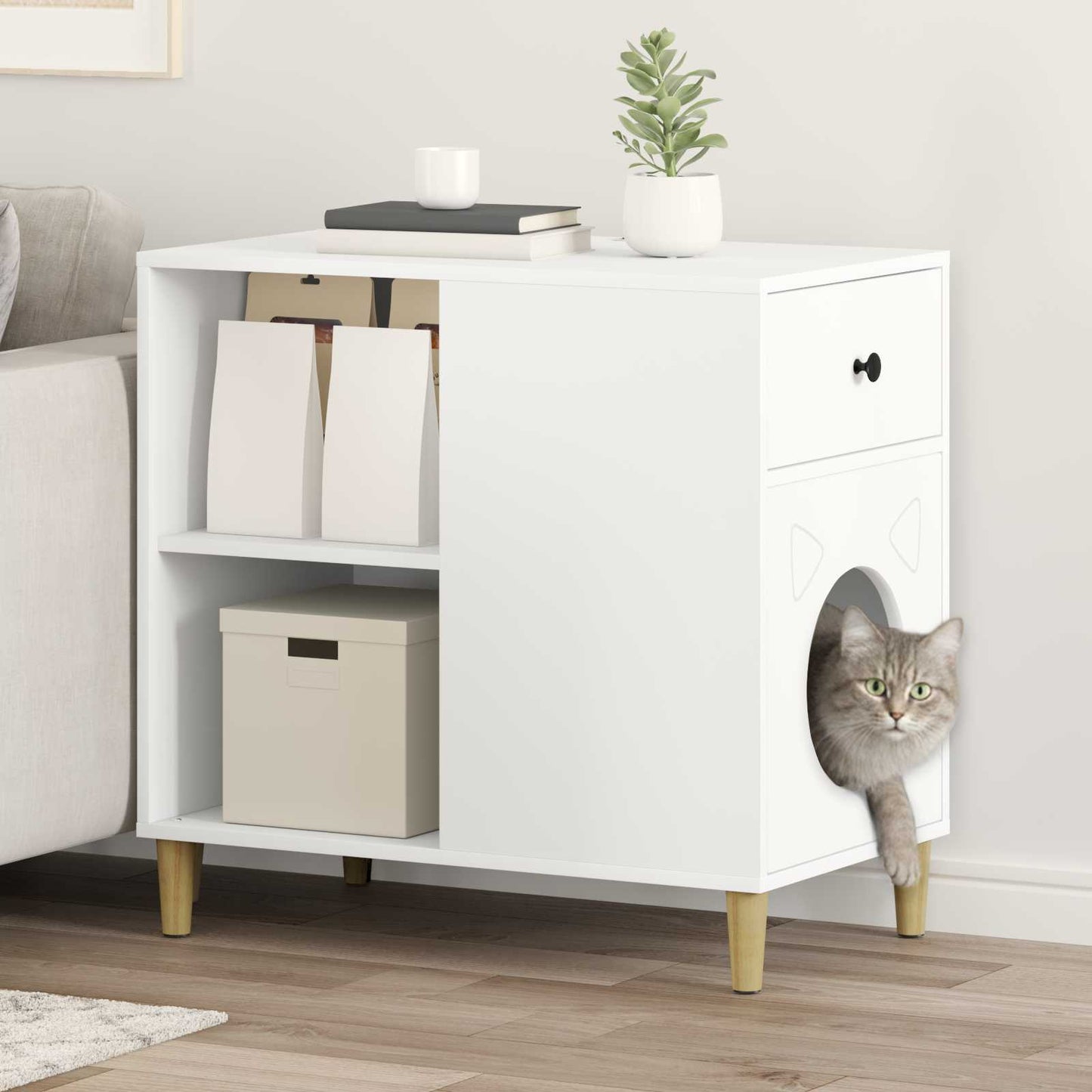 Casa Para Gatos 72 X 42.5 X 70 Cm Madera De Ingeniería_1
