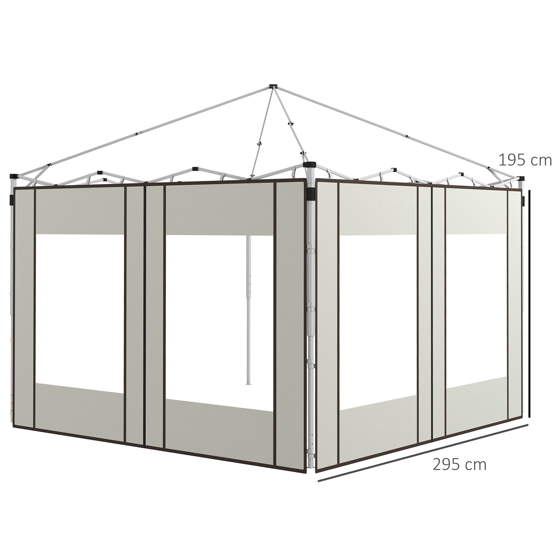 Outsunny Paredes Laterales Para Carpa De 2 Paneles 295x195 Cm Crema_2