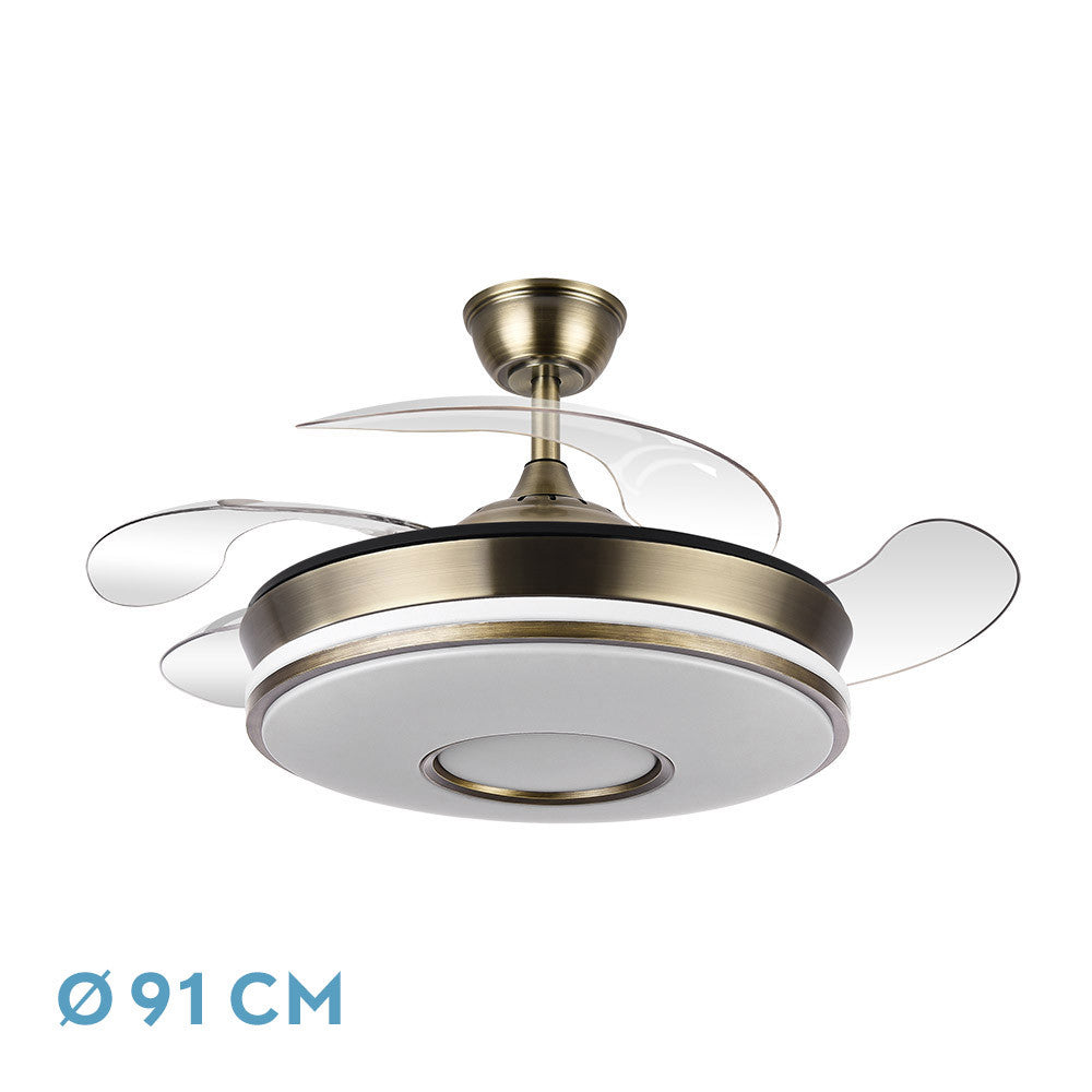 Ventilador Dc Dani 48w 4800lm Cuero 3aspas 6velocidades 91d 3000-4000-6000k Remoto+memoria+temporizador 24_0