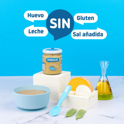 Embalagem de 3 frascos de vegetais e pescada biológica Smileat +6 meses 230g
