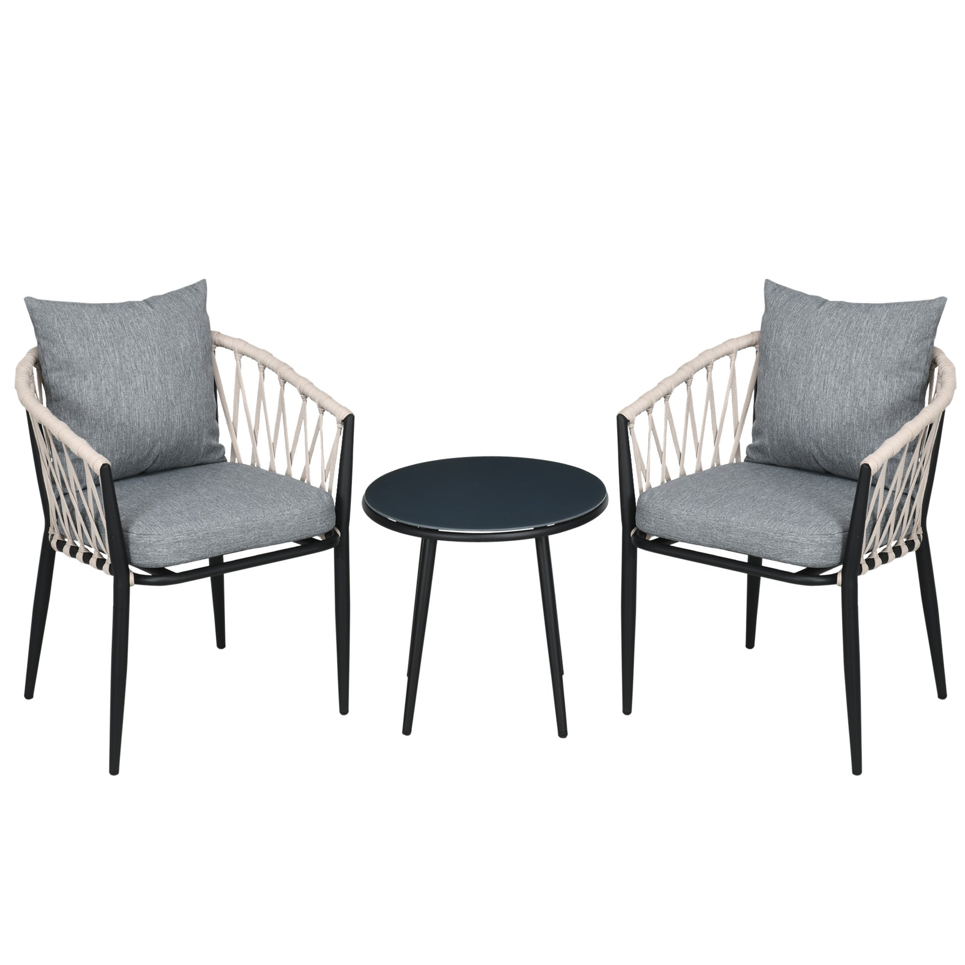 Outsunny Conjunto De Muebles De Jardín 3 Piezas Incluye Mesa Y 2 Sillones Gris_0