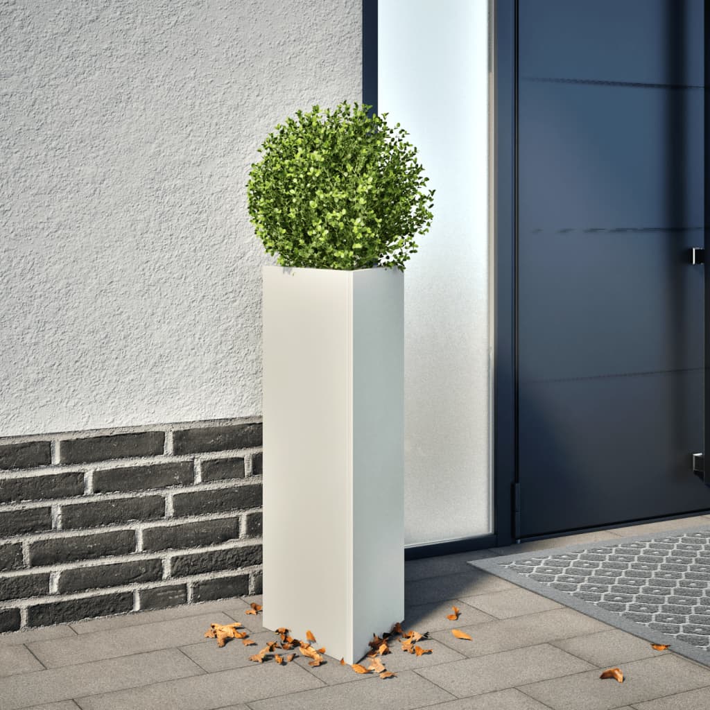 Jardinera Triangular Acero Blanco 30x26x75 Cm_1