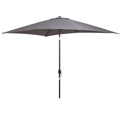 Outsunny Sombrilla Jardín Aluminio 200x300x240 Cm Inclinable Con Manivela Gris_0