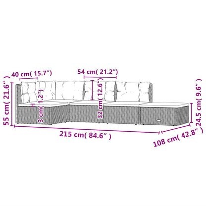 Vidaxl Set De Muebles De Jardín 5 Pzas Y Cojines Ratán Sintético Gris_2
