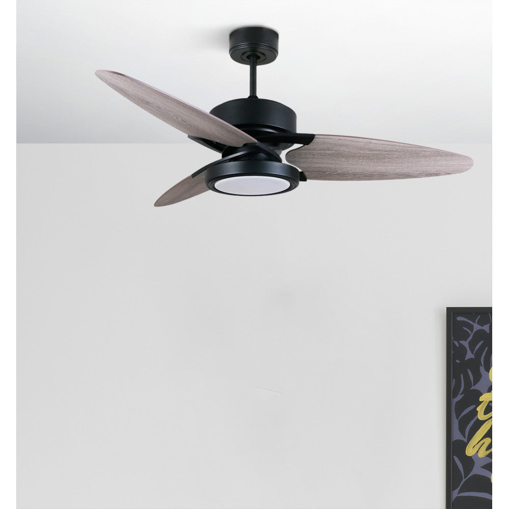 Ventilador Dc Cross 30w Negro 3 Aspas Gris/roble 6vel. 3 Colores 3250lm 132d Remoto, Memoria Y Temporizador_2