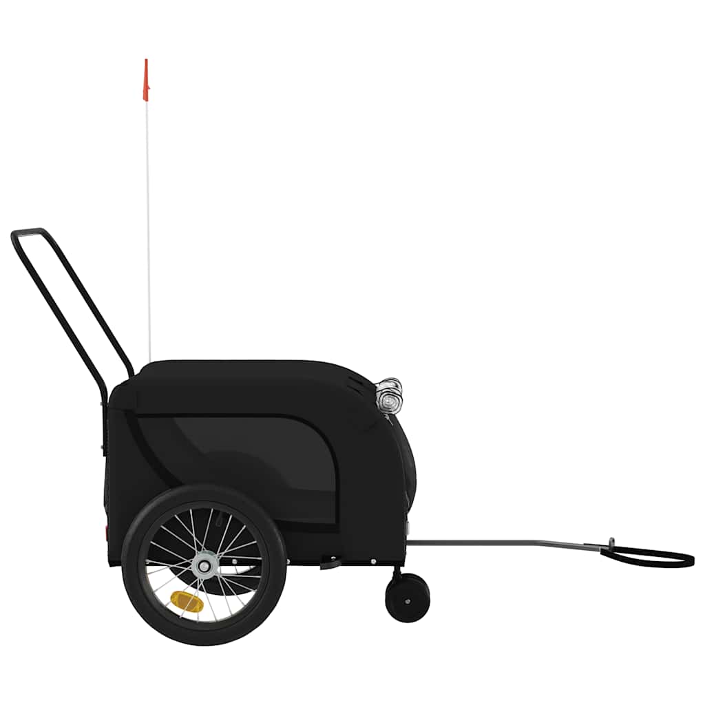 Remolque De Bicicleta Mascotas Hierro Tela Oxford Negro_4