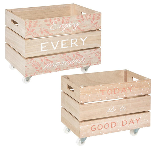 Set De 2 Cajas Xl Impresión En Madera Rosa_0
