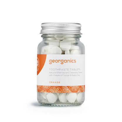 Comprimidos de pasta de dentes com sabor a laranja natural da Georganics, 120 comprimidos