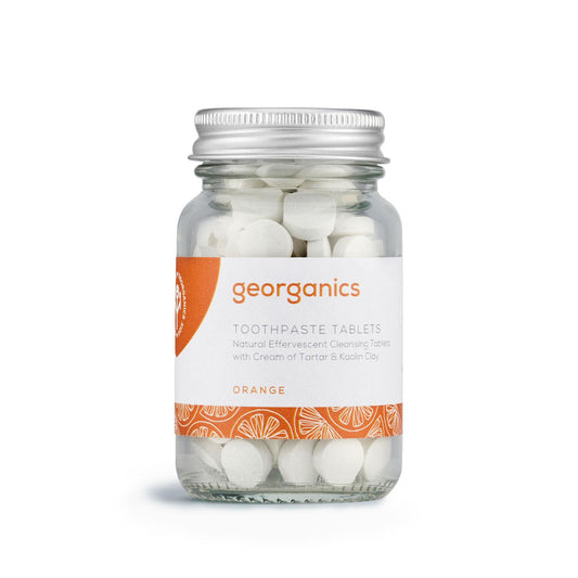 Comprimidos de pasta de dentes com sabor a laranja natural da Georganics, 120 comprimidos