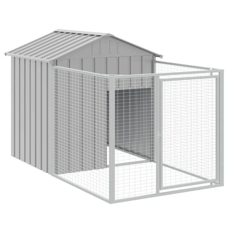 Vidaxl Caseta Perro Tejado Acero Galvanizado Gris Claro 117x1221x123cm_5
