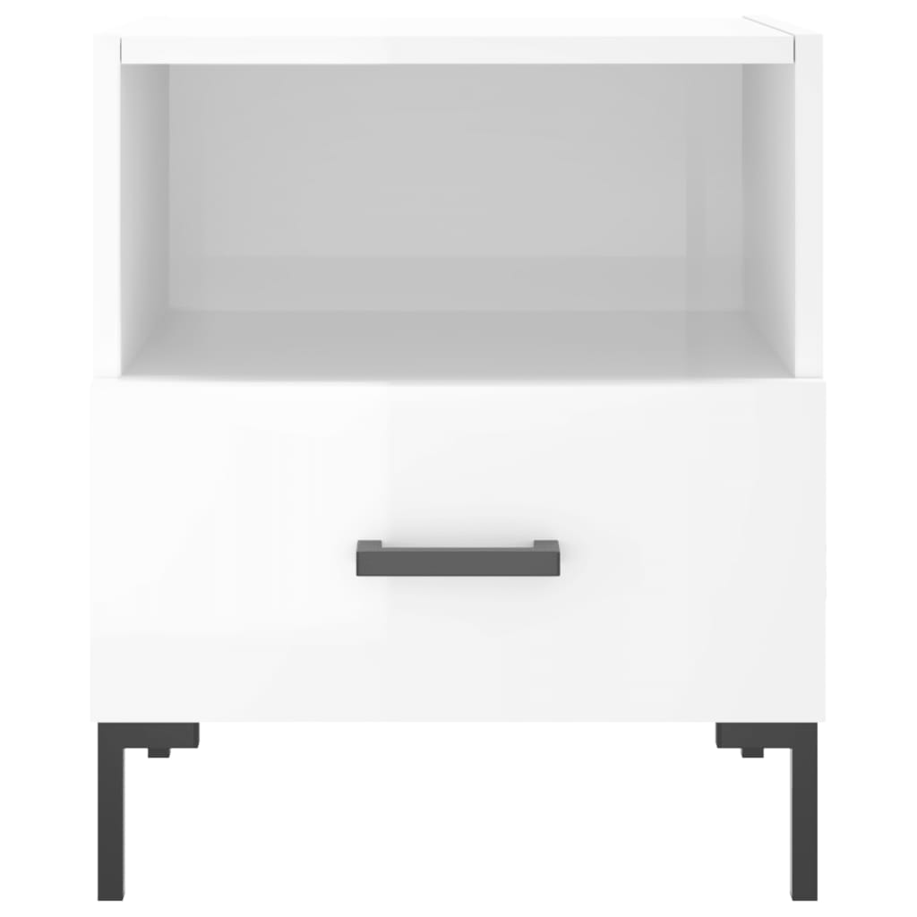 Mesita De Noche Madera De Ingeniería Blanco Brillo 40x35x47,5cm_2