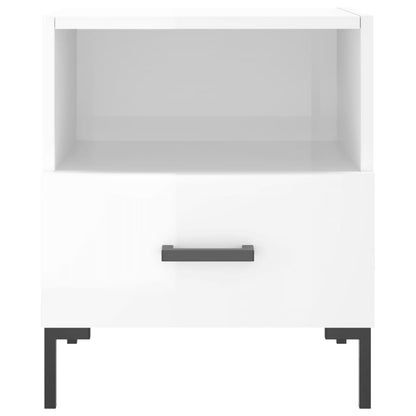 Mesita De Noche Madera De Ingeniería Blanco Brillo 40x35x47,5cm_2