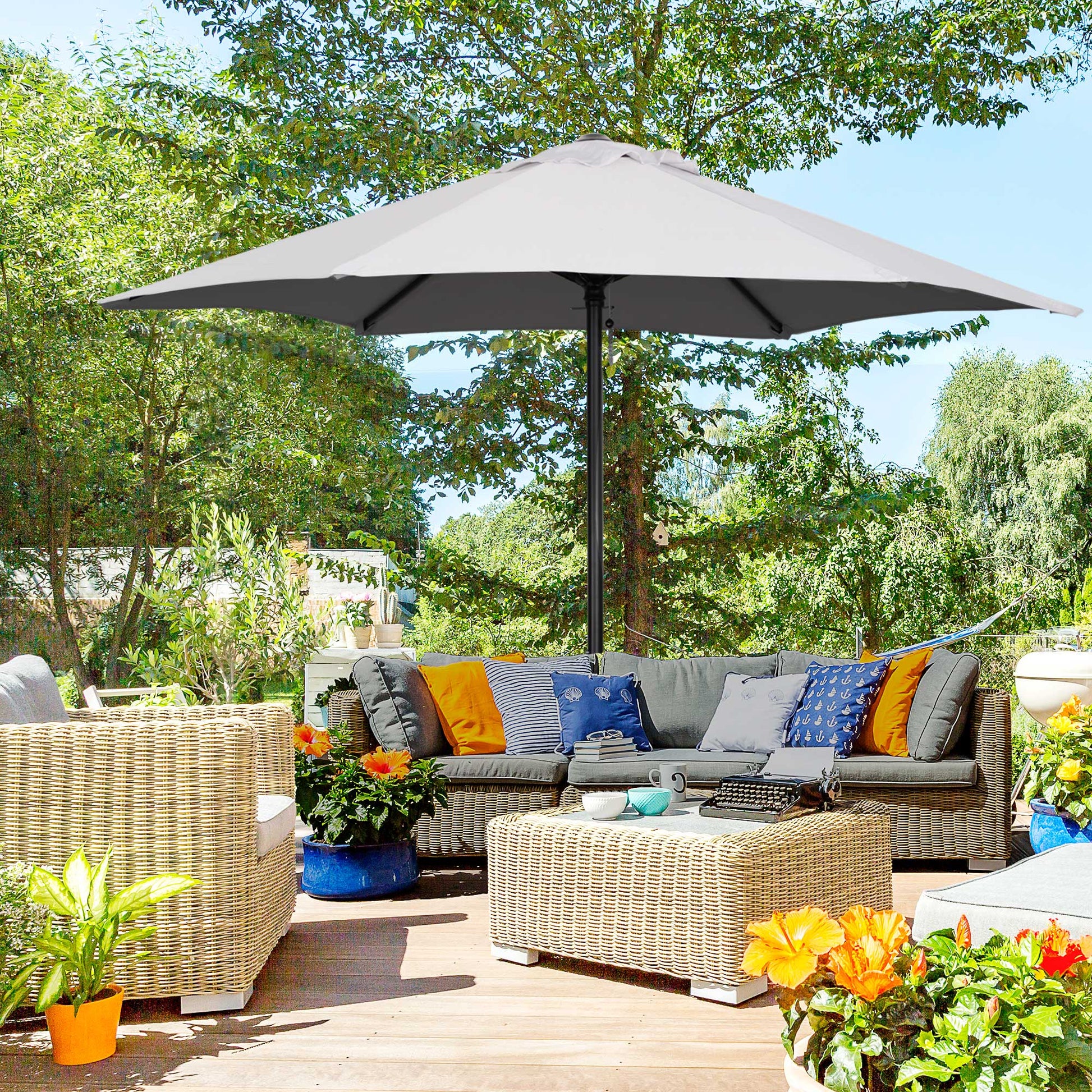 Outsunny Sombrilla De Terraza Exterior Ø2x2 M Con Techo Ventilado Gris Claro_1