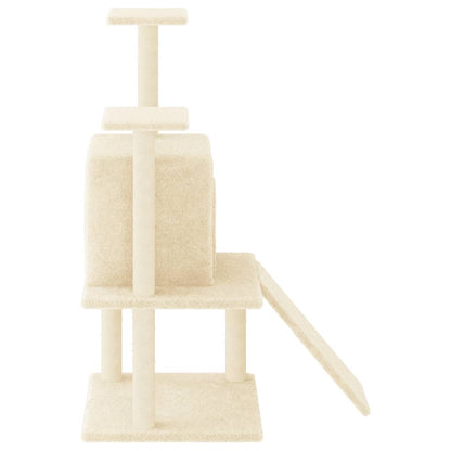 Rascador Para Gatos Con Postes De Sisal Color Crema 110 Cm_3