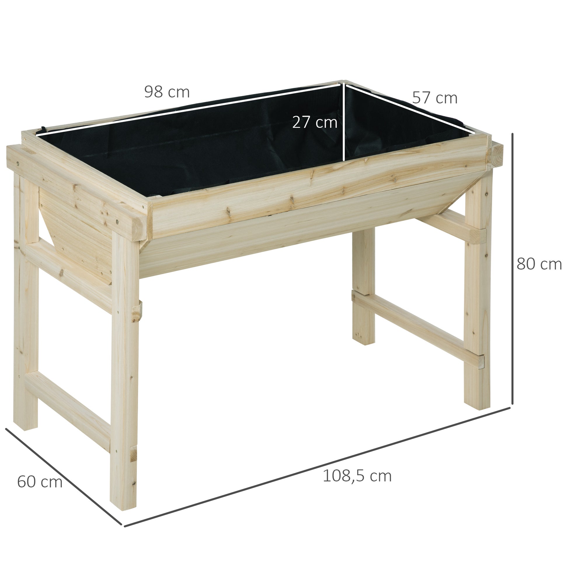 Outsunny Huerto Urbano Elevado De Madera 108,5x60x80 Cm Para Cultivos Plantas_2