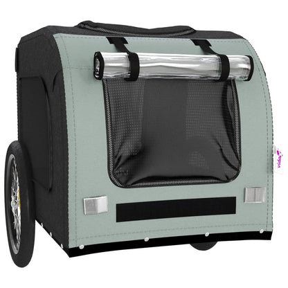 Remolque De Bicicleta Mascotas Hierro Tela Oxford Gris Negro_4