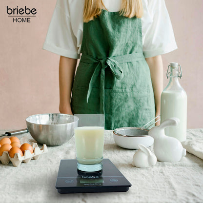 Báscula Cocina Digital Balanza Alta Precisión, Peso Comida Hasta 5kg Graduación 1g Función Tara, Briebe, Kw1163, Negro_1