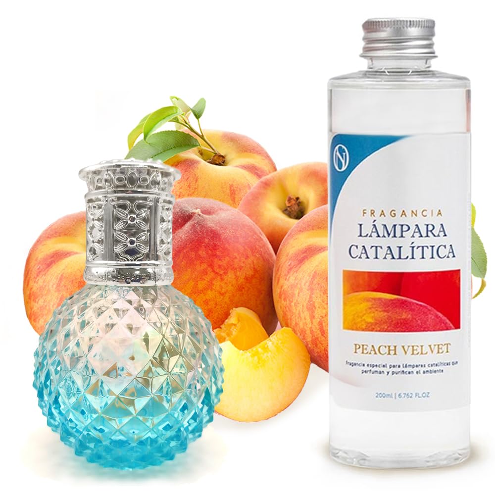 Lámpara Catalítica Blue Diamonds + Aroma Peach Velvet 200 Ml - Elimina Malos Olores, Impurezas Y Perfuma_0
