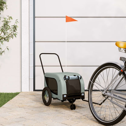 Vidaxl Remolque De Bicicleta Mascotas Hierro Tela Oxford Gris Negro_1