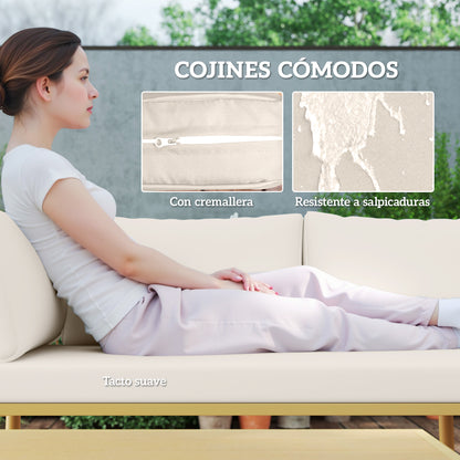 Outsunny Conjunto De Jardín Exterior De Ratán Sintético De 4 Piezas Natural_5
