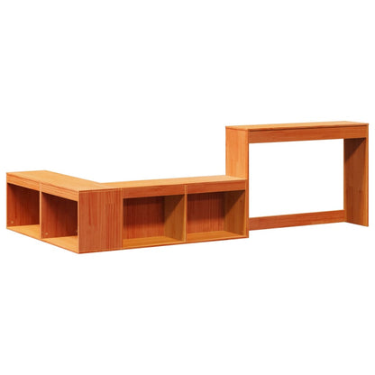 Mueble Con Escritorio Madera Maciza Pino Marrón 232x122x75 Cm_1