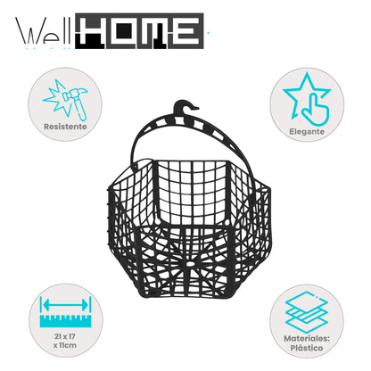 Cesto Para Pinzas De Ropa Well Home En Plástico Negro_1
