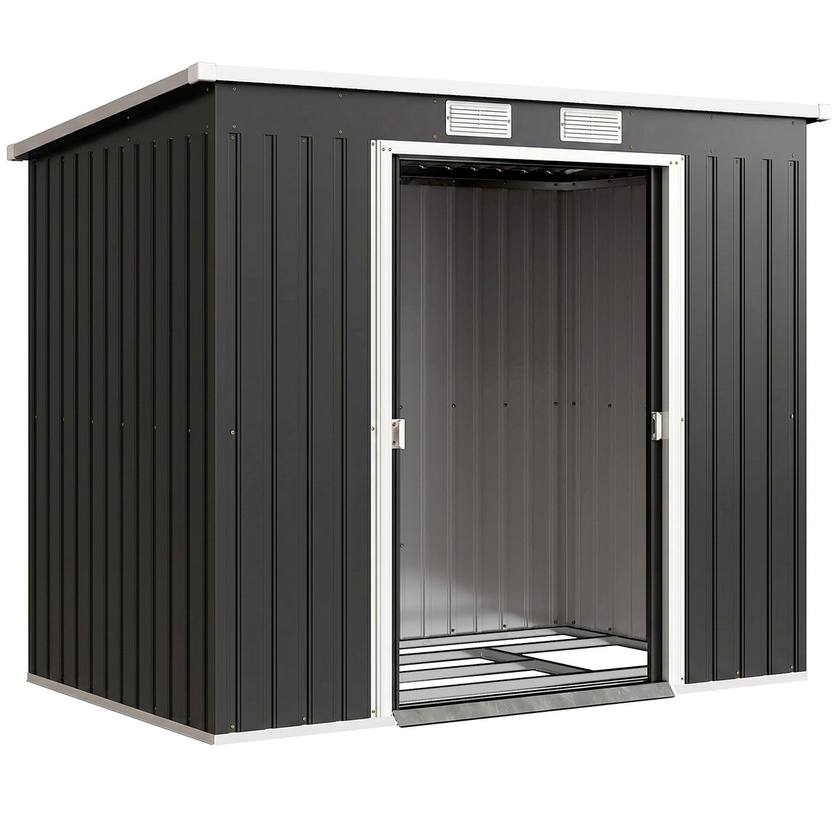 Outsunny Caseta De Jardín Exterior 2,4 M² 213x130x172 Cm Con Puerta Corredera_0