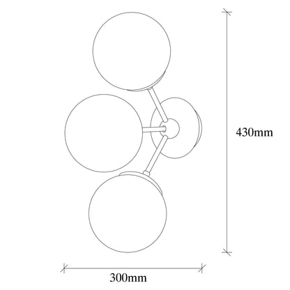 Aplique De Pared, Metal , Negro blanco, 15x30x44, Casquillo 3 X E 27 Max 40 W_1