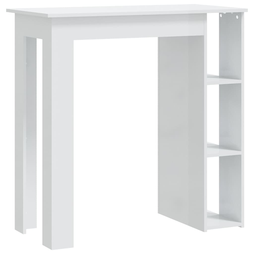 Mesa Bar Con Estante Contrachapada Blanco Brillo 102x50x103,5cm_0