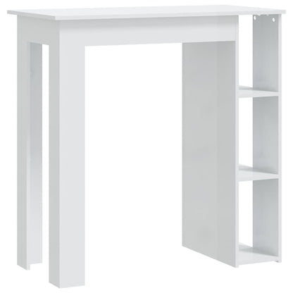 Mesa Bar Con Estante Contrachapada Blanco Brillo 102x50x103,5cm_0