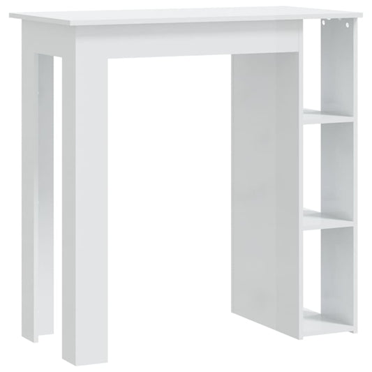 Mesa Bar Con Estante Contrachapada Blanco Brillo 102x50x103,5cm_0