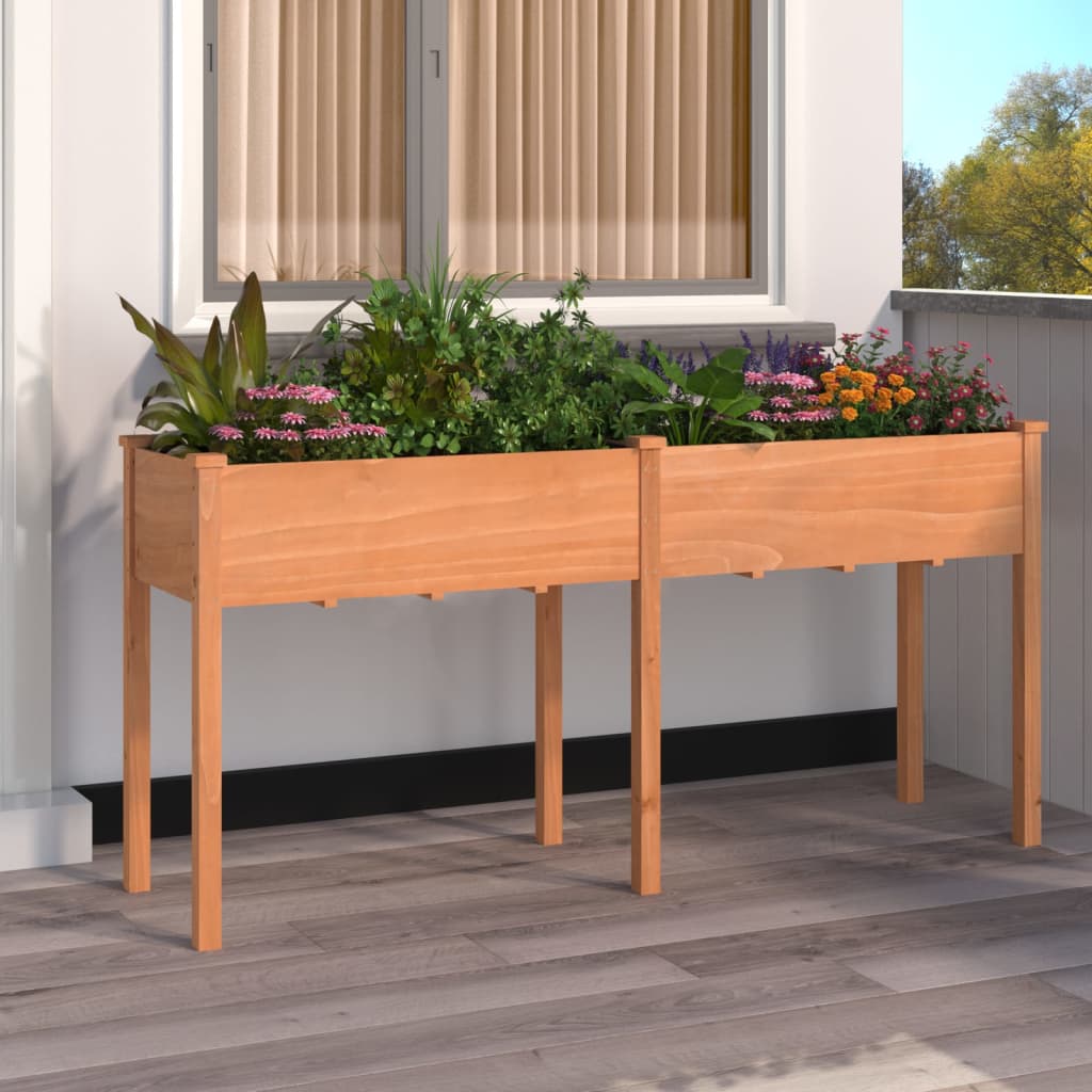 Jardinera Con Forro Madera Maciza De Abeto Marrón 161x45x76 Cm_1