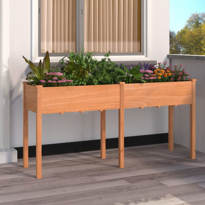 Jardinera Con Forro Madera Maciza De Abeto Marrón 161x45x76 Cm_1