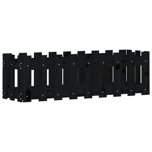 Arriate Elevado Jardín Con Valla Madera Pino Negro 100x30x30cm_0