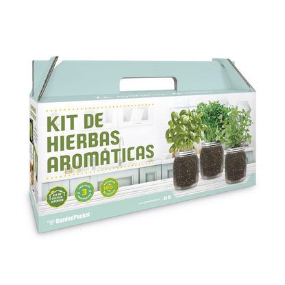 Kit de cultivo interior para ervas aromáticas: orégãos, coentros e hortelã