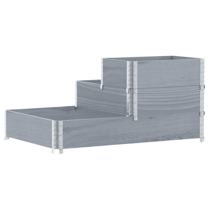 Arriate Elevado De 3 Niveles Madera Maciza Pino Gris 120x80 Cm_4