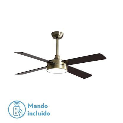 Ventilador Dc Nevery 26w Cuero 4 Aspas Roble/nogal 122d 2950lm 3000-4000-6000k Remoto-temporizador-memoria 24_0