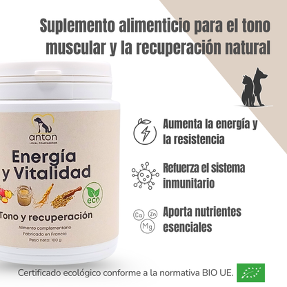 Suplemento natural para perros y gatos – Fórmula Energía y Vitalidad ECO 100 g