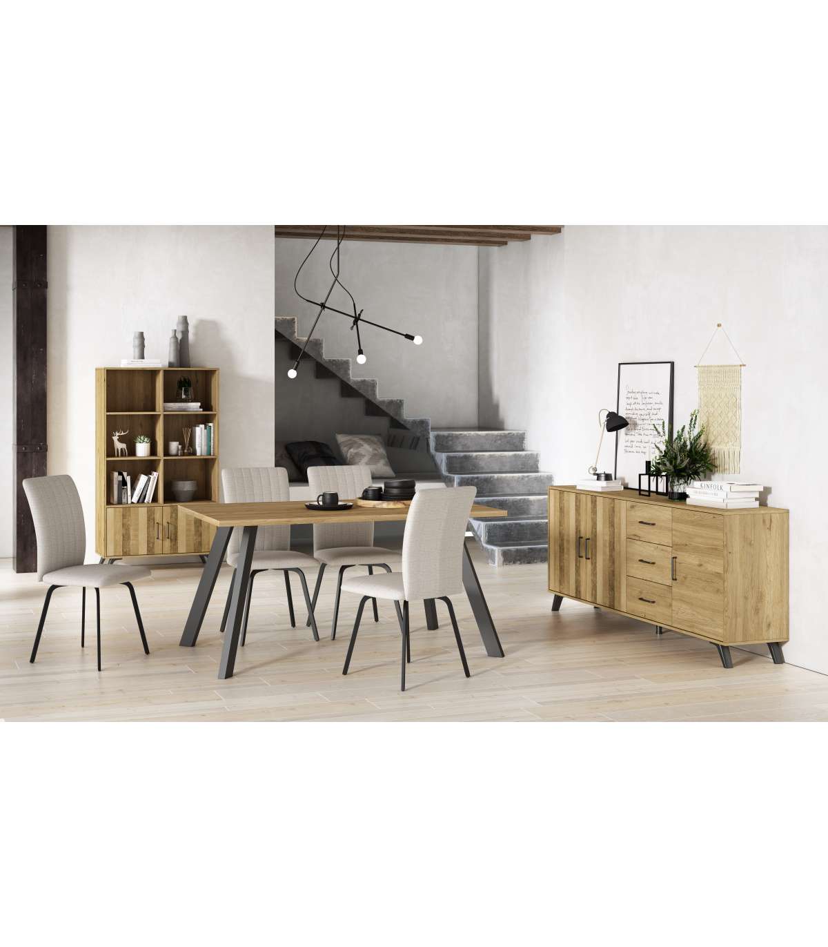 Mueble Aparador Nora 3 Puertas 3 Cajones Acabado Natural, 180.5cm(ancho) 81cm(alto) 40cm (_5