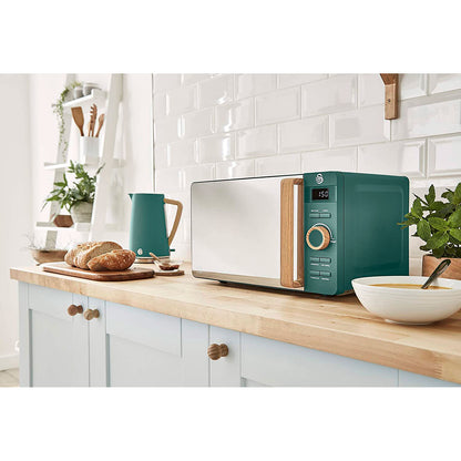 Swan Nordic Microondas Digital, 20l, 6 Niveles, Temporizador, Tirador Efecto Madera, Diseño, Sm22036greneu, Verde 800w_1