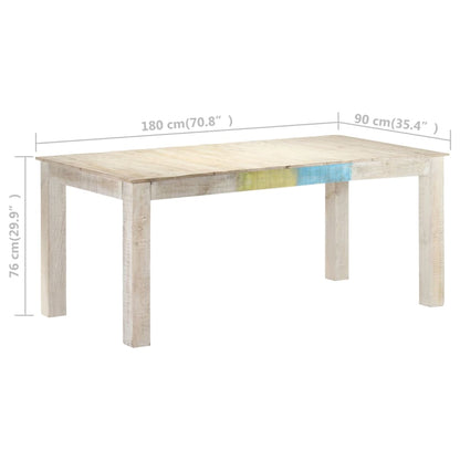 Mesa De Comedor De Madera Maciza De Mango Blanco 180x90x76 Cm_4